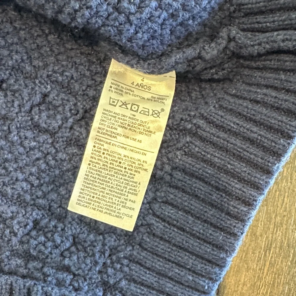 Janie and Jack Navy Cable Knit Shawl Collar Cardigan